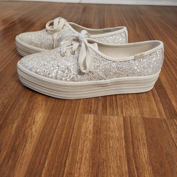Bridal Platform Glitter Keds Size 6 - Picture 2 of 5